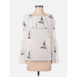 New AMT Womens Blouse Sz Small Off the Shoulder, embroidered Red Roses